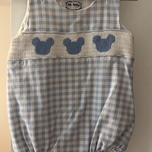 Smocked Blue Gingham One-Piece Bodysuit - Baby Chic
